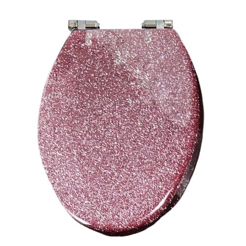 USAMZLUL Glitter Toilet Seat, Resin Toilet Seat Elongated Soft Close Quick Release Heavy Duty Toilet Seats with Glitter Cover(Pink) - Pink - Image 1