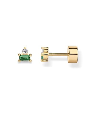PAVOI 14K Gold Plated Sterling Silver Posts Colored Birthstone Flatback Stud Earrings for Women - Gemstone Cubic Zirconia Screwback Earrings - Dainty Helix Cartilage Piercing Jewelry - Image 1