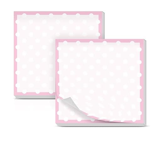 BEAKND 2 Pack Sticky Notes 3x3 inch, Self-Stick Pads Cute Sticky Note, Funny Memo Pad Bulk Easy to Post for Home, Office, Notebook Cute Pink Dot - Image 1