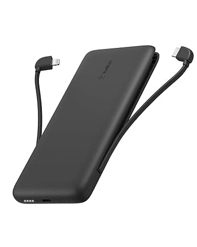 Belkin Portable Charger Power Bank for iPhone/Android - 10,000mAh, 23W Battery Pack for Phone with Integrated USB-C, Lightning Cables - Pass-Through Capability, Charge 2 Devices at Once - Image 1
