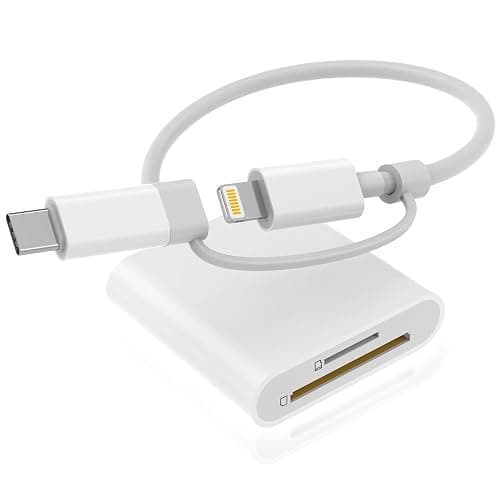 SD Card Reader for iPhone iPad, Dual Connector (Lightning&USB-C) Memory SD Card Adapter, Support SD/MicroSD Cards, High-Speed Digital Trail Camera to iPhone Viewer, Plug and Play - Image 1