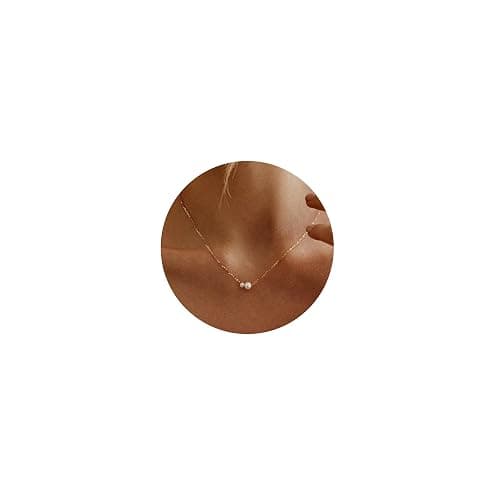 Treasure Bender Gold Pearl Necklaces for Women Trendy 14k Gold Plated Dainty Necklace Simple Pearl Drop Single Charm Pendant Necklace Women's Jewelry Best Friend Birthday Gifts Gold Jewelry for Women - Image 1