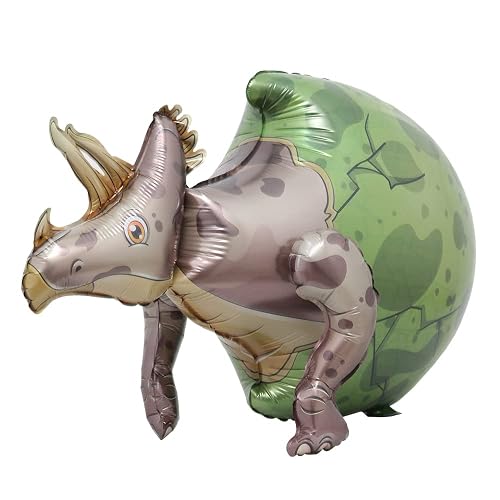 3D Standing cartoon dinosaur baby egg Foil balloon Tyrannosaurus Triceratops balloon baby shower toy Gifts Birthday Party Decorations (Triceratops Egg) - Triceratops Egg - Image 1
