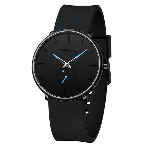 CRRJU Men’s Casual Stylish Waterproof Quartz Wristwatches, Ultra Thin Second Hand Watches for Men, Colorful Silicone Band - Image 1