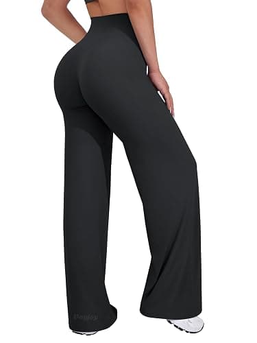VOYJOY Straight Leggings Bottoms Wide Leg Pants for Women 29"/ 31.5"/33" High Waist Stretch Casual Sweatpants - Image 1