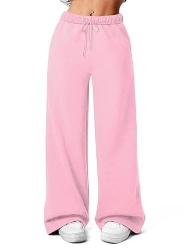 FACDIBY Women's Fleece Wide Leg Sweatpants Winter Warm Thermal Straight Leg Sweat Pants with Pockets - Image 1