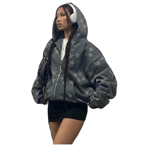 CosTribe Women's Y2K Zip Up Hoodies Novelty Aesthetic Boy Letter Hiphop Graphic Pullover Casual Cardigan Sweatshirt Pocket - Image 1