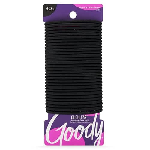 Goody Ouchless Elastic Hair Ties - 30 Ct, Black, 4MM Rubber Bands for Hair, Pain-Free Hair Accessories for Women & Men, Made for Long-Lasting Braids, Ponytails & More, All Hair Types - Black - 30 Count (Pack of 1) - Image 1