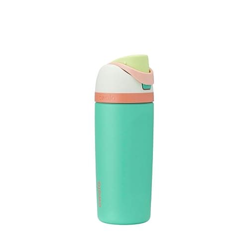 Owala Kids FreeSip Insulated Stainless Steel Water Bottle with Straw for Sports, Travel, and School, BPA-Free Sports Water Bottle, 16 oz, Mint Green Crazy Chameleon - Image 1