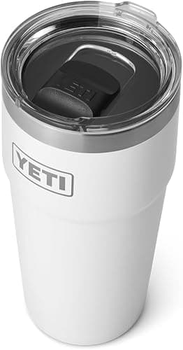 YETI Rambler Cup, Vacuum Insulated Stainless Steel Stackable Cup with Magslider Lid, White, 20 oz (591 ml) - Image 1