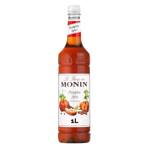 MONIN Premium Pumpkin Spice Syrup 1L for Coffees, Frappes and Cocktails. Vegan-Friendly, Allergen-Free, 100% Natural Flavours and Colourings. Perfect for Pumpkin Spice Lattes - Image 1