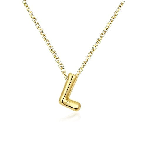 Christmas Gifts Stocking Stuffers for Teen Girls Grandkids Women-Gold Initial Necklaces Teen Girl Gifts Trendy Bubble Letter Pendant Necklace Jewelry Personalized Birthday Gifts for Teens Women - Image 1