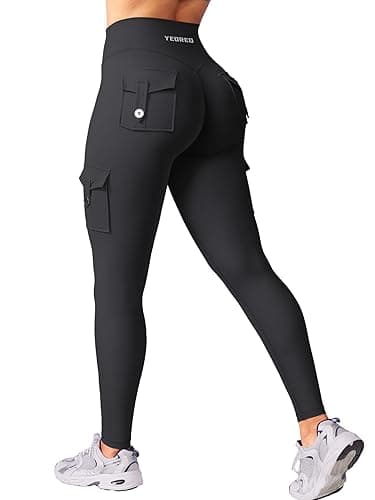 YEOREO CoreFlex Workout Cargo Leggings with Pockets for Women Hidden Scrunch Butt Lifting Leggings Gym Yoga Pants - Image 1