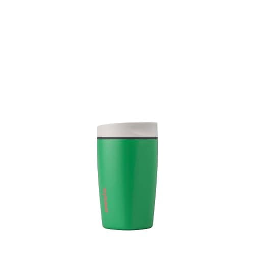 Owala SmoothSip Slider Insulated Stainless Steel Coffee Tumbler, Reusable Iced Coffee Cup, Hot Coffee Travel Mug, BPA Free 12 oz, Grey/Green (Sour Apple) - Image 1