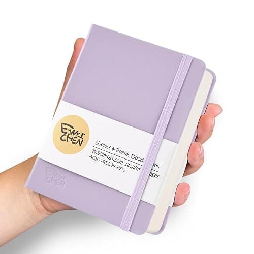 E-WEICHEN Hardcover 96Pages Blank Sketch Book for Drawing, Small 5.7x4.1 Pocket Journal Notebook for Travel, 180gsm Thick Paper Diary Notebooks for Work, PU Cover Memo for Writing. Purple - Image 1