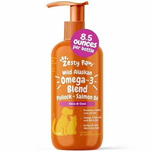 Zesty Paws Wild Alaskan Omega-3 Blend Pollock + Salmon Oil for Dogs and Cats- Skin and Coat Support, Omega 3 Supplement for Pets, 8.5oz - Image 1