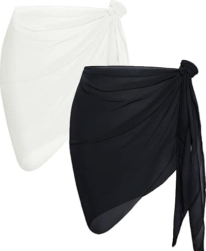 CHICGAL 2 Pieces Women Beach Sarong Bathing Suit Wrap Skirt Sheer Bikini Swimsuit Cover Ups for Swimwear - Image 1