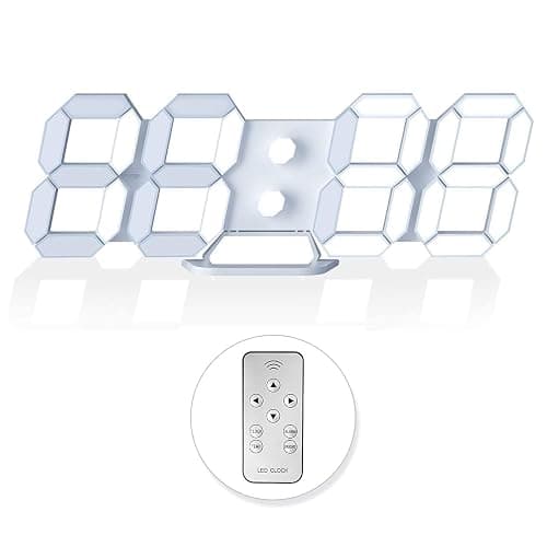 EDUP HOME 3D LED Digital Wall Clock/Desk Alarm Clock with Remote Control for Kitchen Bedroom Office, 9.7" LED Night Light Decor Clock Adjust Brightness 12H/24H Time Date Temperature, Great Gift - Image 1