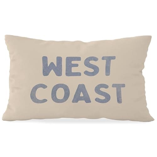 Wheatwin Coastal Throw Pillow Cover 12x20, West Coast Coastal Room Decor | Blue Dorm Decor, Decor for Girls Room College Sofa Couch - West Coast - Image 1