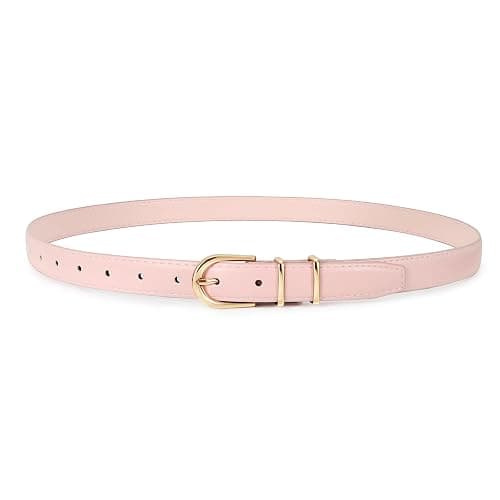 JASGOOD Women Skinny Leather Belt for Jeans Pants Fashion Ladies Thin Belt for Dress with Gold Single Prong Buckle - Image 1