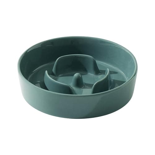 Havniva Ceramic 0.9 Cup Dog Bowl Slow Feeder for Small Dog, 6.1inch Pet Slow Feeder, Wet and Dry Food Dish, Stop Bloat, Preventing Choking(Single Bowl-Dark Green) - Image 1