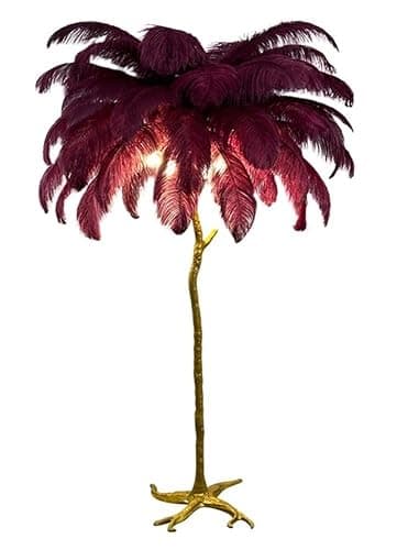 TPTBON Romantic Feather Floor Lamp with Adjustable 3-Color Lighting, Resin Decorative Floor Lamp for Bedroom, Living Room, Office, Reading(Wine red,39.4''x66.9'') - Image 1