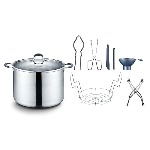 CONCORD 20 Quart Stainless Steel Canning Pot Set. Includes Canning Rack, Tongs, Jar Lifter, Funnel, Wrench, Lid Lifter, Mixer/Measurer (Induction Compatible) - Image 1