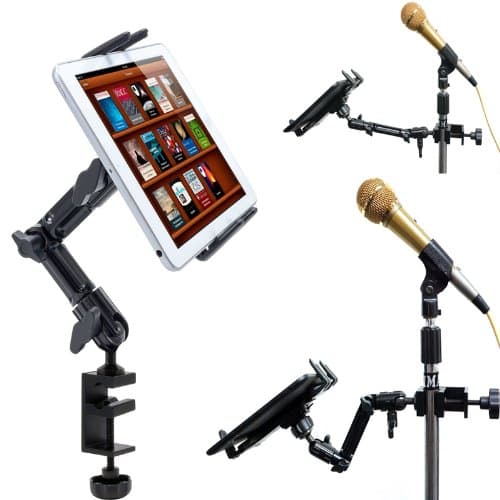 ChargerCity Heavy Duty 4-Way Adjust Aluminum Alloy Pole/Bar Cymbal Mic Microphone Stand Podium Tablet Holder Clamp Mount for iPad Pro Air Mini Galaxy Tab Surface Book Pro Pixel - Image 1