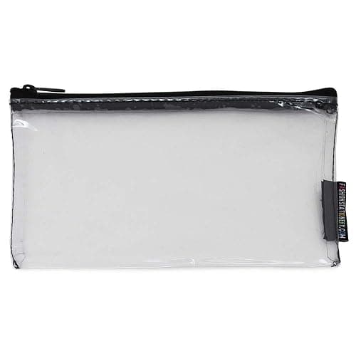 Fashion Stationery Clear Pencil Case for Exams Small See Through Plastic Transparent Slim with Black Zip for Secondary School GCSE Exam Pencil Cases Teenagers Boys and Girls - Image 1