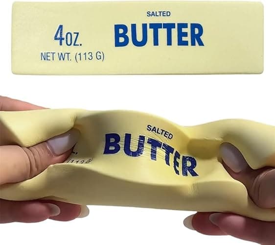 Slow Rebound Cute Butter Squeeze Stress Balls, 2026 New Squeeze Ball Realistic Butter Stick Soft Squeeze Toys, Upgrade Stress Relief Fidget Toys Wet Slow Rebound Stress Relief Toy (1, Yellow) (1Pcs) - Image 1