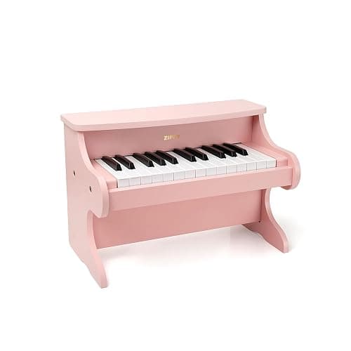 ZIPPY Kids Piano Keyboard, 25 Keys Digital Piano for Kids, Mini Music Educational Instrument Toy, Wood Toy for Toddlers Girls Boys (Pink) - Image 1