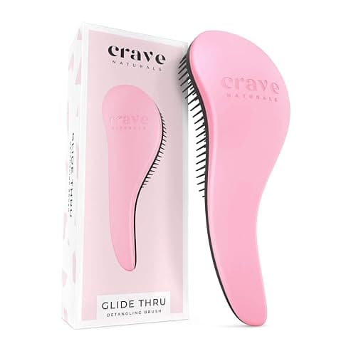 Crave Naturals Glide Thru Detangling Brush For Natural, Curly, Straight, Wet or Dry Hair - Gentle Detangler Brush Styling Tool for Adults, Kids, Toddlers and Little Girls - 7.5 x 3 in, Pink - Image 1