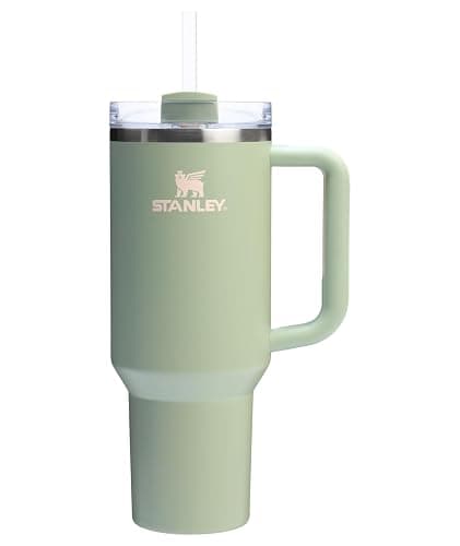 STANLEY Quencher H2.0 Tumbler with Handle and Straw 40 oz | Flowstate 3-Position Lid | Cup Holder Compatible for Travel | Insulated Stainless Steel Cup | BPA-Free | Lichen - 40 Ounces - Summer Lichen - Image 1