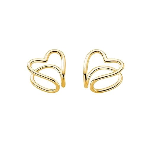 Reffeer Solid 925 Sterling Silver Heart No Piercing Earrings for Women Teens Heart Ear Cuff Earrings Clip on Earrings - Image 1