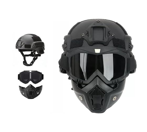MICH Airsoft Helmet and Detachable Full Face Airsoft Mask Goggles with NVG Mount and Side Rail for Paintball-Hunting and Outdoor Activities - Image 1