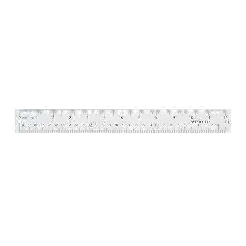 Westcott Acrylic Clear Ruler, Easy-to-Read Markings, Scratch-Resistant Design, Raised Beveled Edges, for Crafting, Office, Classroom, Back to School Supplies, 12-Inch - Image 1