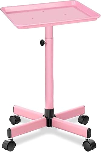 Salon Tray, Salon Rolling Tray on Wheels, Salon Color Tray, Hair Stylist Tray, Allumium Salon Tray Height Adjustable Used As Tattoo Tray and Dental Tray - Image 1