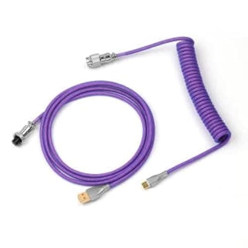 EPOMAKER Puff Aviator Coiled USB Cable, Type C Detachable Mechanical Gaming Keyboard Cable for Win/Mac/Gamers, Suitable for RT100/TH68 PRO/TH80 PRO/TH96/TH80 SE/CIDOO V65. etc (Puff Purple) - Image 1