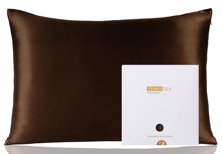 ZIMASILK 100% Pure Mulberry Silk Pillowcase for Hair and Skin Health,Soft and Smooth,Both Sides Premium Grade 6A Silk,600 Thread Count,with Hidden Zipper,1pc(Standard 20''x26'',Chocolate) - Image 1