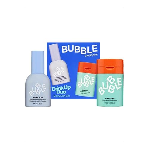 Bubble Skincare Drink Up Duo Dewy Skin Care Set - Travel Size Gift Set Includes Water Slide Hyaluronic Acid Serum & Slam Dunk Face Moisturizer - Promotes Healthy, Hydrated Skin (2 Count) - Image 1