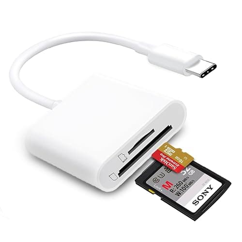 USB C SD Card Reader for iPhone 15/16/17, Dual Card Slots Micro SD Card Reader USB C Support SD and TF Memory Card Adapter, Trail Camera Viewer Memory Card Reader for iPhone 17/iPad/MacBook - Image 1