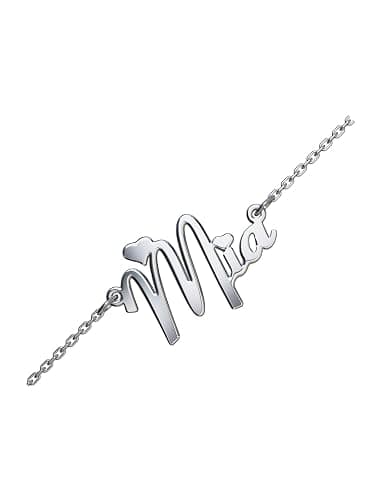 Personalised Sterling Silver Name Necklace Custom Gold Name Jewellery Customised Dainty Pendant Birthday Gift Ideas for Women Girl Teenage - Image 1