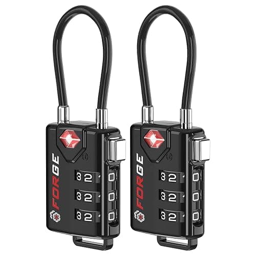 TSA Approved Cable Luggage Locks, Re-settable Combination with Alloy Body, Black 2 Locks. - Black 2 Pack - Image 1