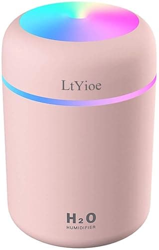 LtYioe Colorful Cool Mini Humidifier, USB Personal Desktop Humidifier for Car, Office Room, Bedroom,etc. Auto Shut-Off, 2 Mist Modes, Super Quiet. (Pink) - Image 1
