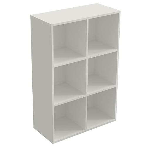 OSCHF 6-Cube Storage Shelf Bookcase - Wooden 3-Tier Floor Standing Open Bookshelf for Home and Office, Display Cabinet, Warm White - Image 1