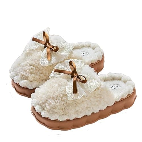 EIVCIVB Cute Butterfly Fuzzy Women's Slippers Winter Fluffy Open Toe House Slippers Slip On Plush Bedroom Shoes Indoor Outdoor - Image 1