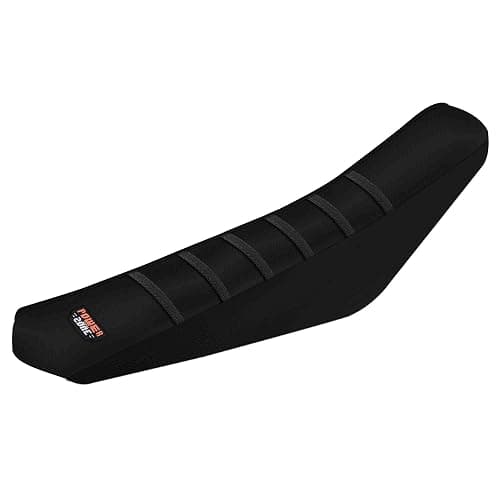 MCHMFG Motorcycle Universal Seat Cover Non-Slip Rubber Striped Gripper Soft Sewing for CRF WR WRF RMZ YZF SXF EXC EXC XC SX CR KLX Dirt Pit Bike Motocross Off Road (Black) - Image 1