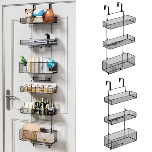 HapiRm Over Door Organizer Storage - Separable Door Organizer Hanging with 6 Metal Large Capacity Baskets, Detachable Behind Door Storage for Bathroom Bedroom Kitchen Pantry Closet (Black) - Image 1