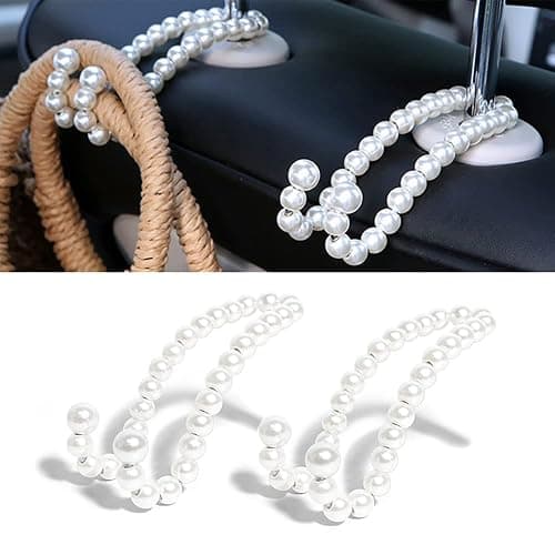 andorelse Purse Hook for Car, Cute Pearl Bag Hanger for Seat Headrest Organized, Girly Car Decor Accessories for Women - Image 1