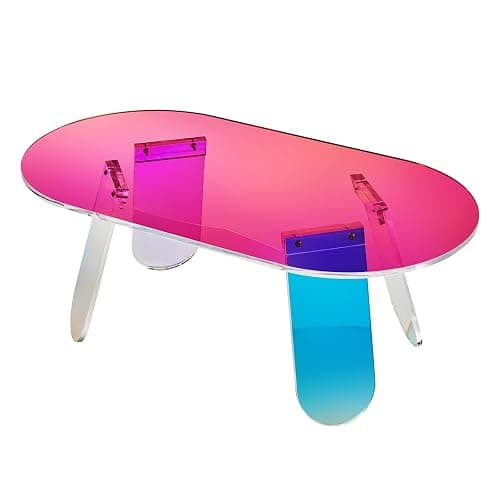 VEVOR Acrylic Coffee Table, Iridescent Acrylic End Table, 37.4 Inch Length 0.5 Inch Thickness Colorful Acrylic Side Table, for Coffee, Drink, Food, Snack Used in Living Room or Courtyard - Image 1